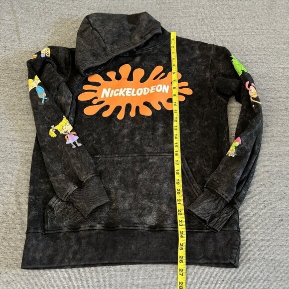Nickelodeon Logo Retro 90's Style  Black Hoodie Graphic Print Women Size S - Picture 6 of 14